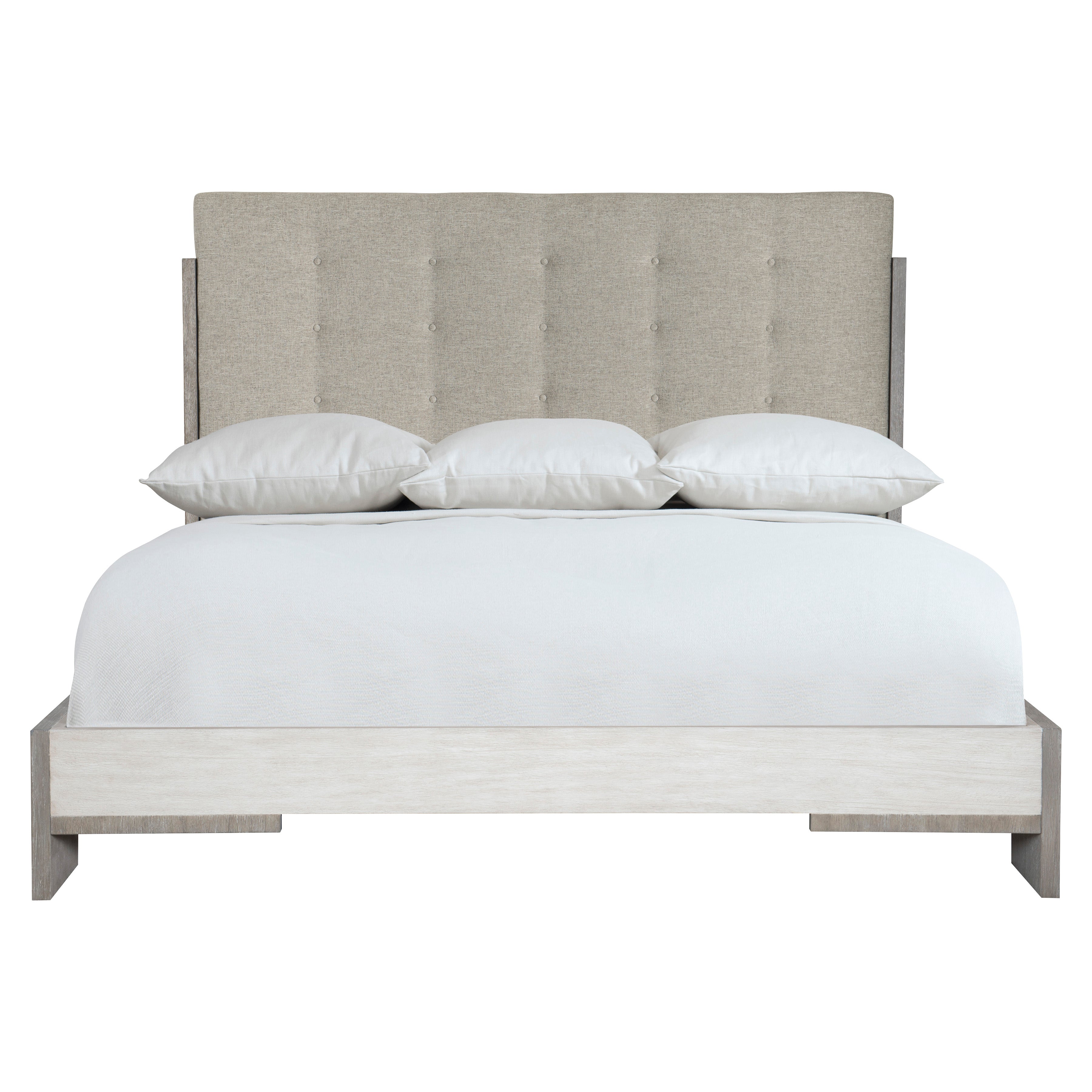 Foundations Upholstered Button Tufted King Panel Bed