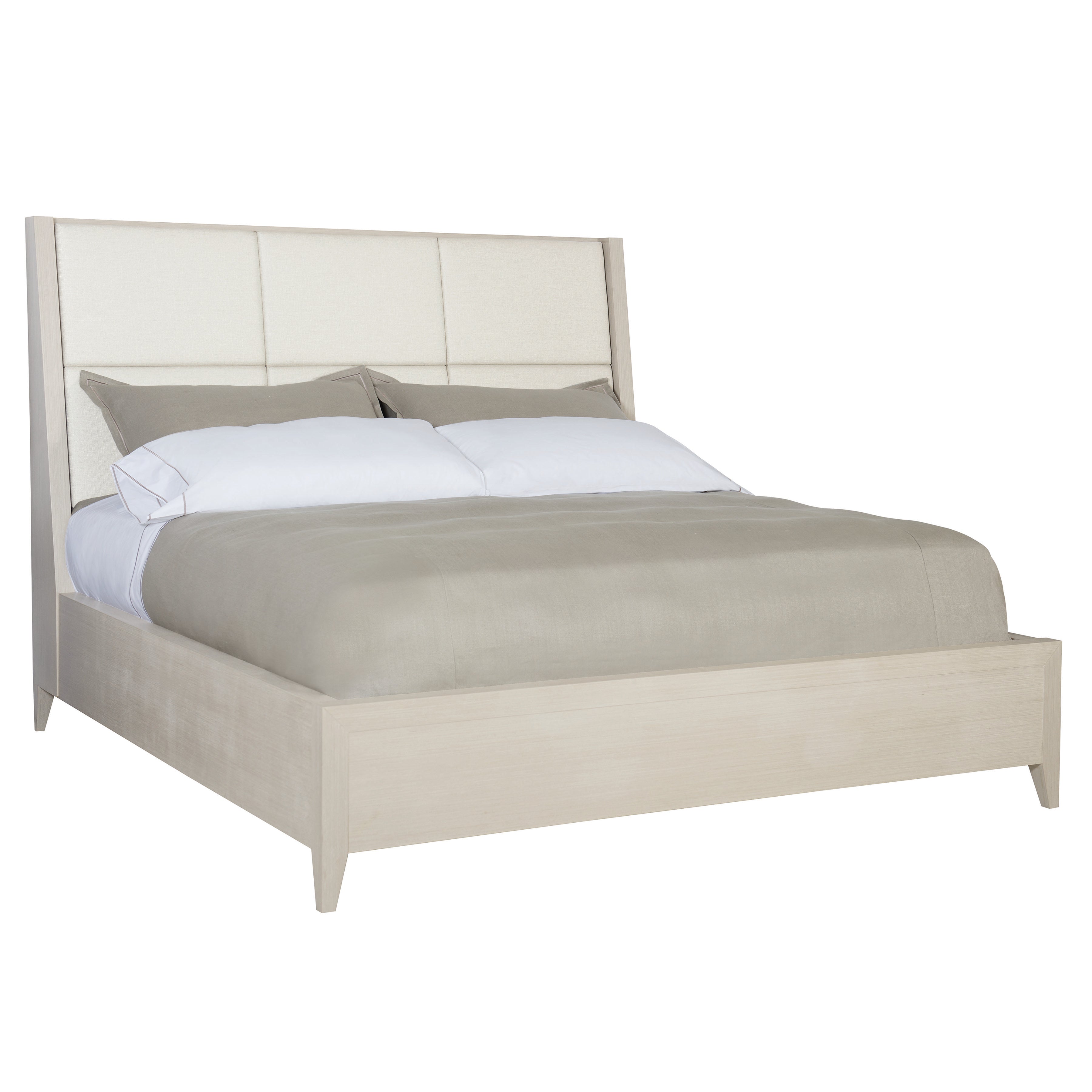 Axiom Queen Upholstered Panel Bed with Wooden Footboard and Side Rails