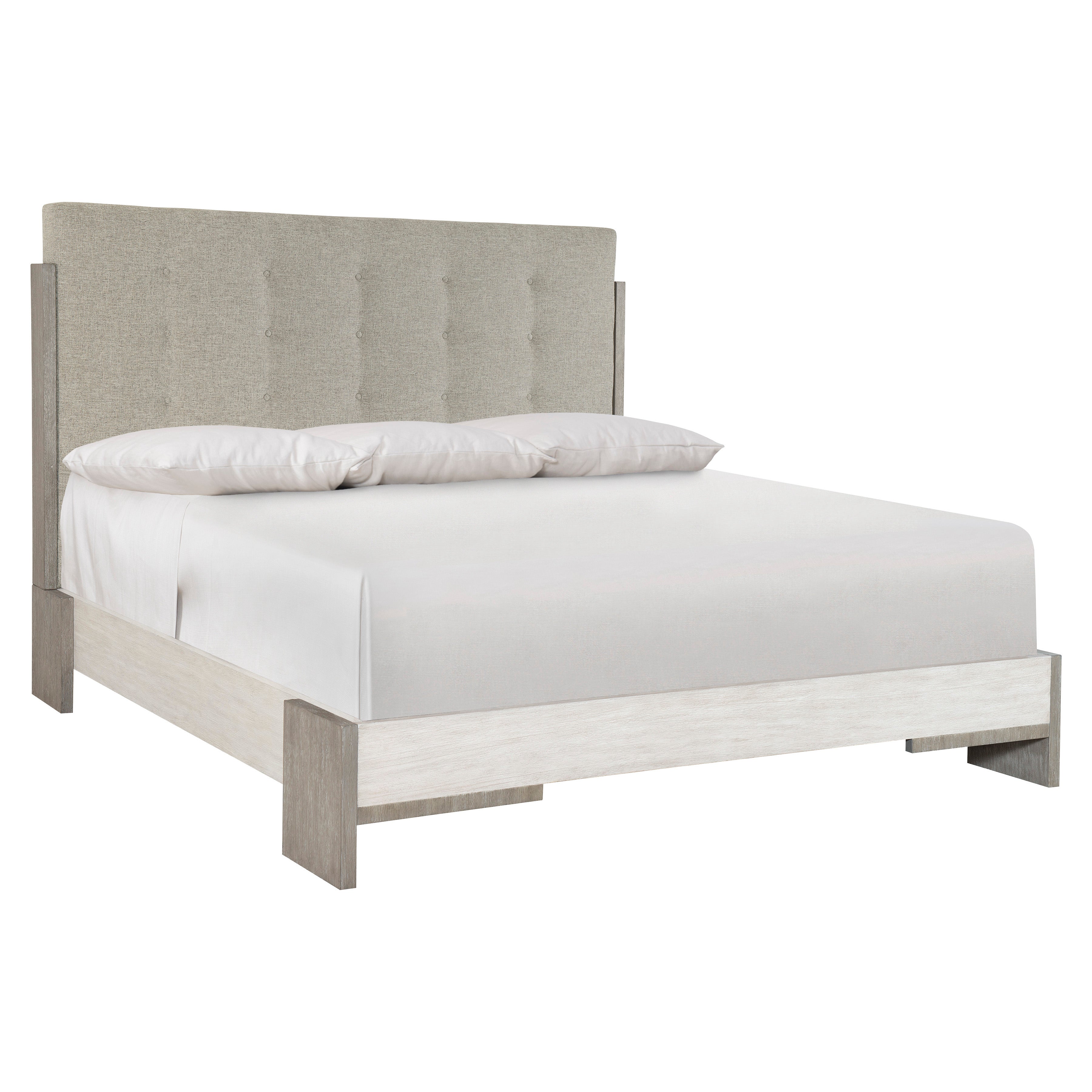 Foundations Upholstered Button Tufted Queen Panel Bed