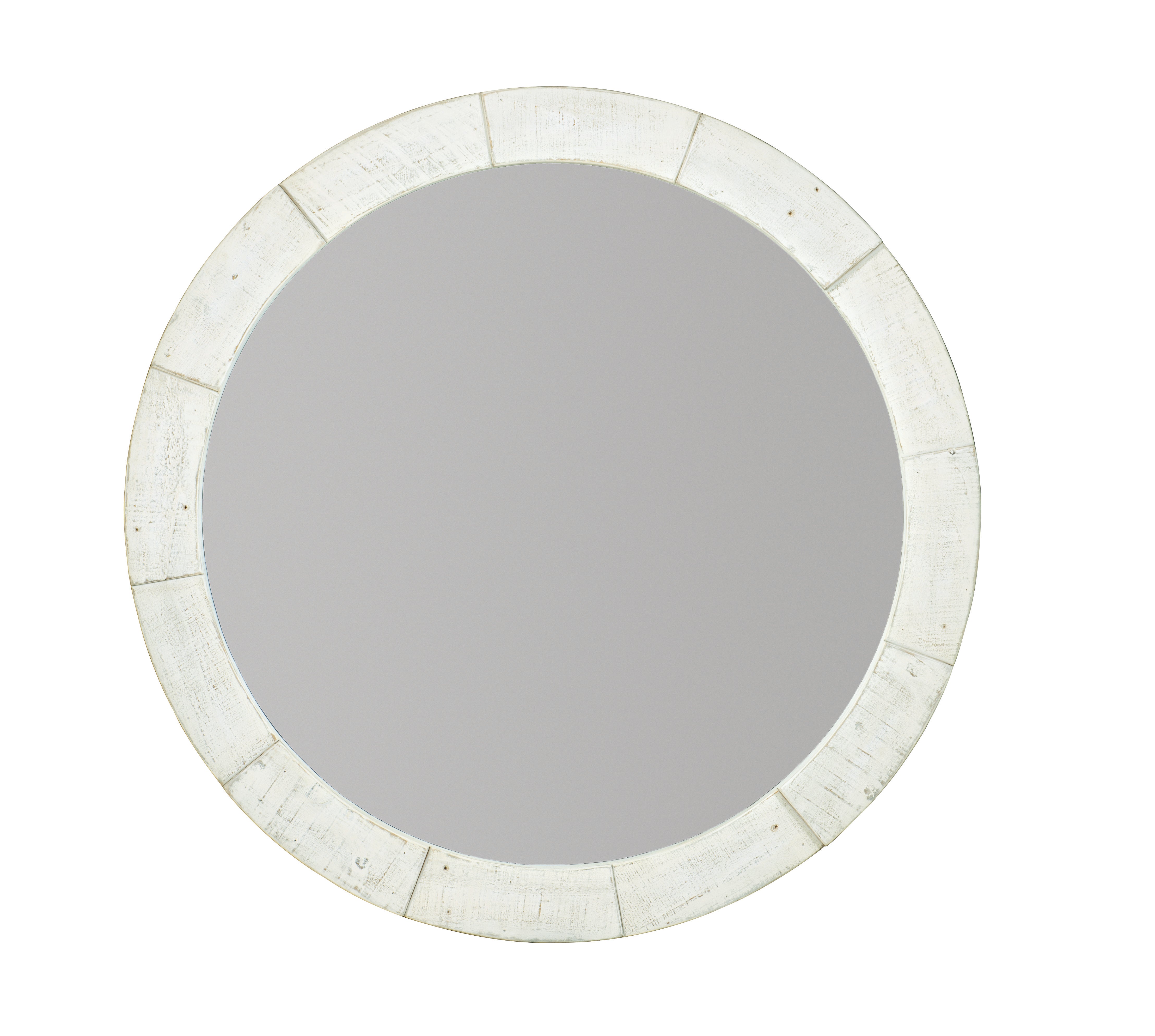 Piper Round Mirror in Brushed White