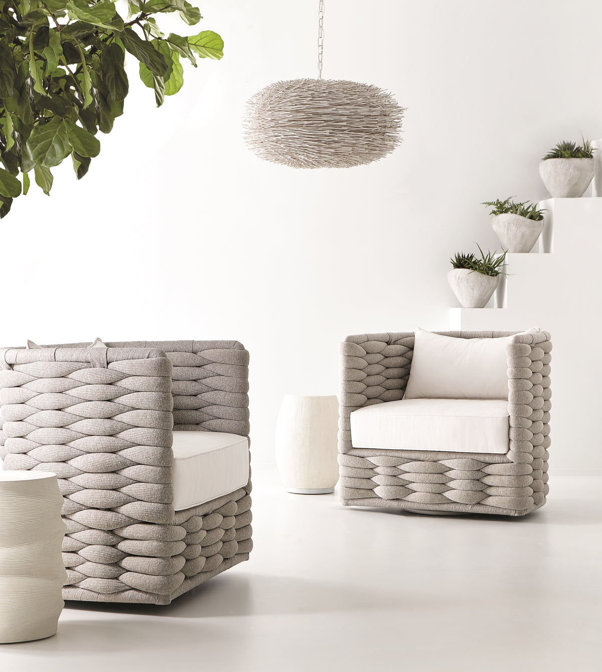 Wailea Nordic Gray Outdoor Swivel Chair